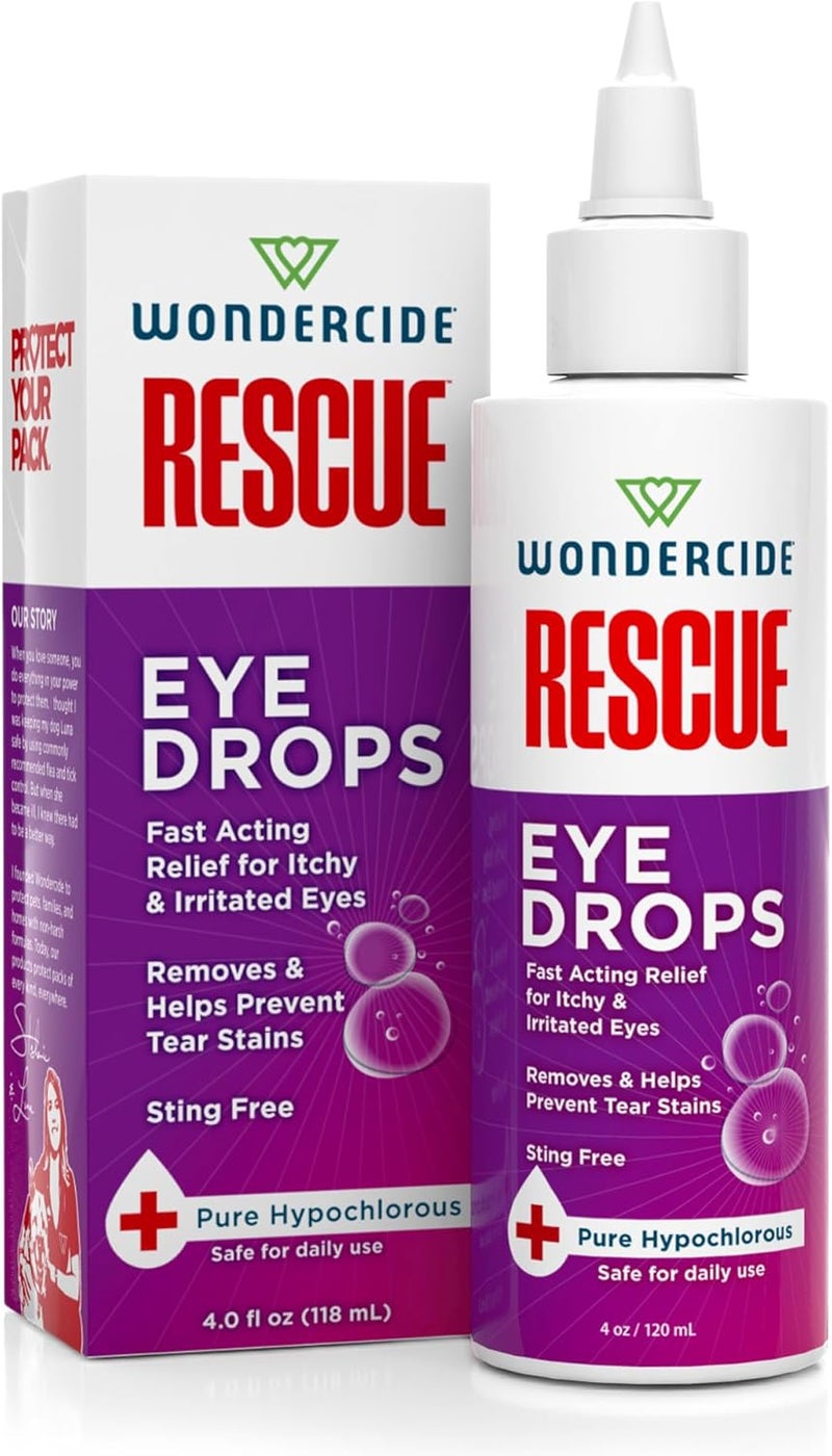 wondercide Rescue - Eye Drops and Wash for Pets - Relief for Dogs and Cats from Allergies, Itchy Red Irritated Eyes, Discharge - with Pure Hypochlorous - 4 oz - Image 1